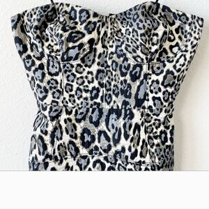 NWT J.CREW Strapless Metallic Leopard Spot Party Dress In Black Size 4